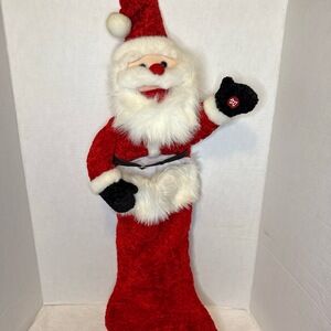 Vintage 80's Just For Laughs Singing Animitronic‎ Santa Claus Stocking Christmas